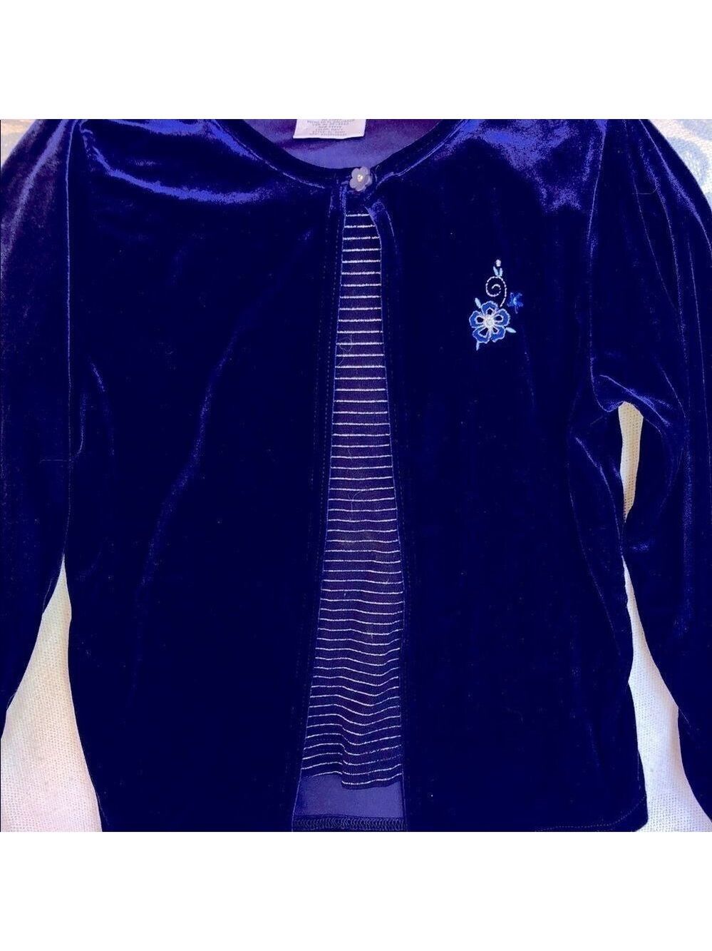 NWOT Girls 10/12 Rose Cottage Dark Blue Velvet Top